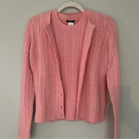 J. Crew Pink Cable-Knit Cotton Cardigan and Tank Twin Set - Picture 14 of 14